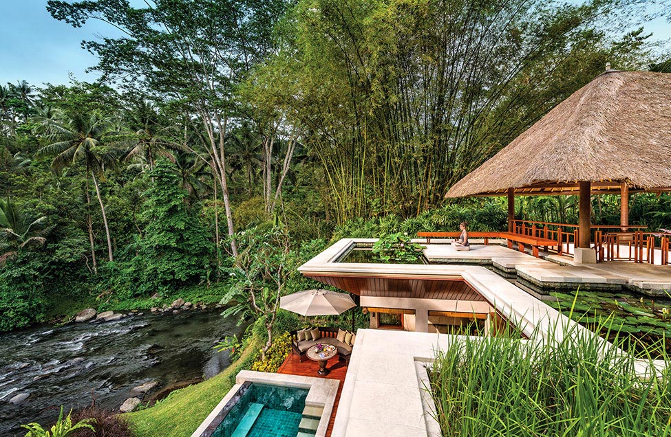 Terrace, Water Feature, River, Four Seasons Resort Bali in Sayan, Bali