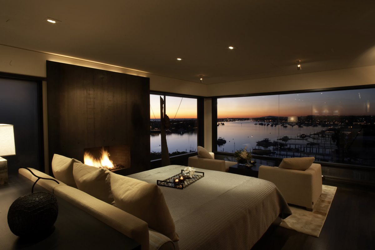 Bedroom, Water Views, Fireplace, Loft with Spectacular Views in Corona del Mar, California