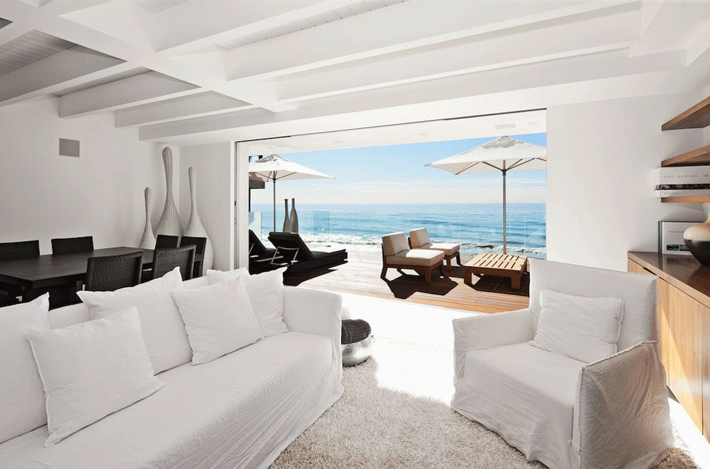 Sofa, Dining Table, Oceanfront Home in Malibu, California