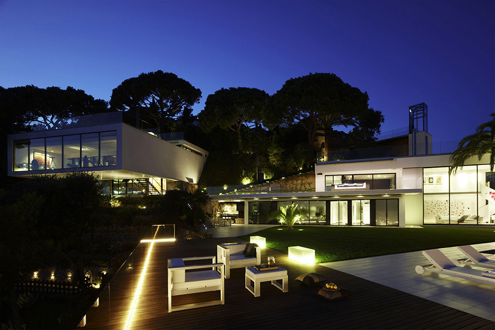 Evening Lighting, Terrace, Spectacular Oceanfront Home in Tossa De Mar, Spain