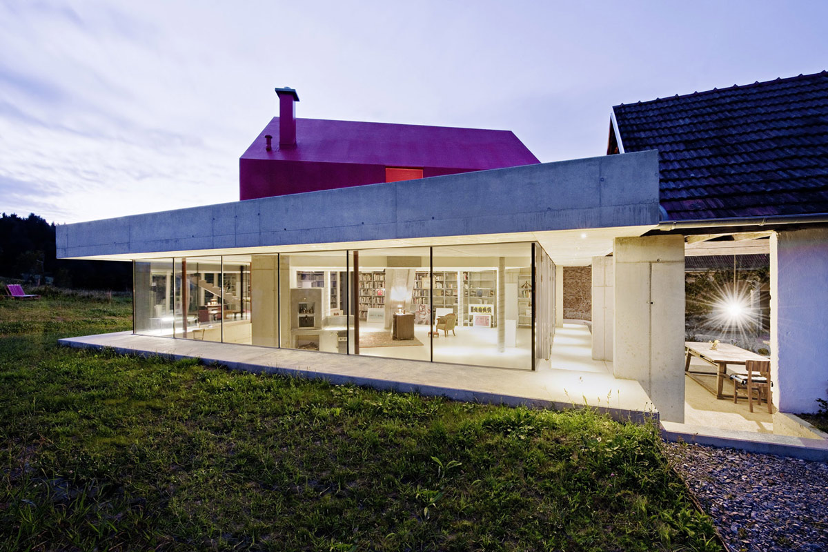Evening Lighting, Old Farm House Renovation and Expansion in Burgenland, Austria