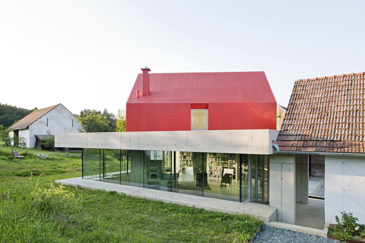 Exposed Concrete & Glass Walls, Old Farm House Renovation and Expansion in Burgenland, Austria