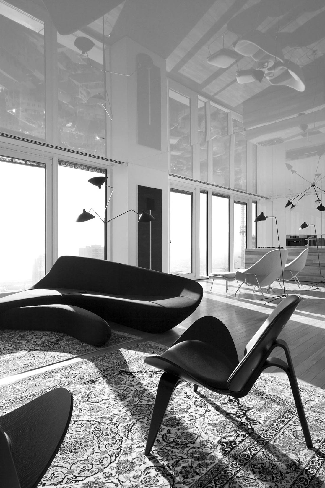 Modern Furniture, Elegant Apartment with Reflective Ceiling in Tel Aviv, Israel