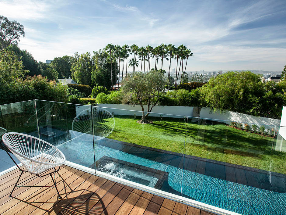 Balcony, Glass Balustrading, Views, Magnificent Modern Home on Sunset Strip