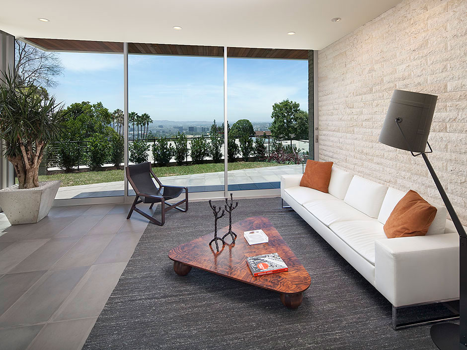 Glass Walls, Living Room, Magnificent Modern Home on Sunset Strip