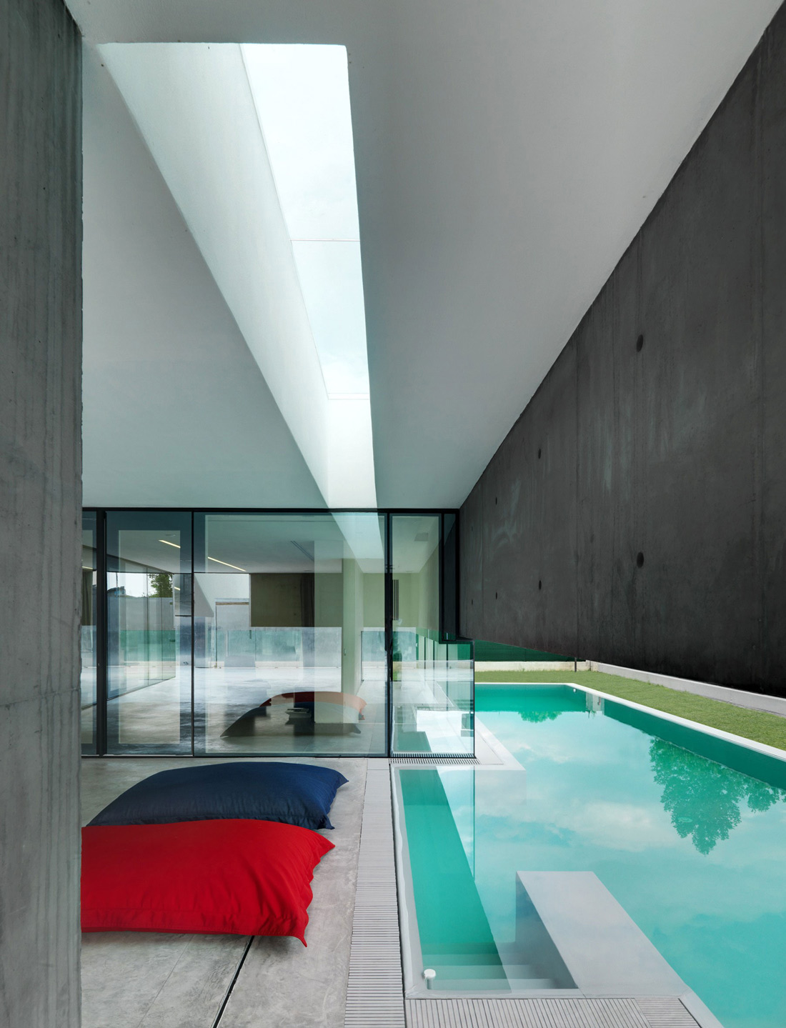 Outdoor Living Area, Pool, Patio Doors, Concrete and Glass Home in Urgnano, Italy