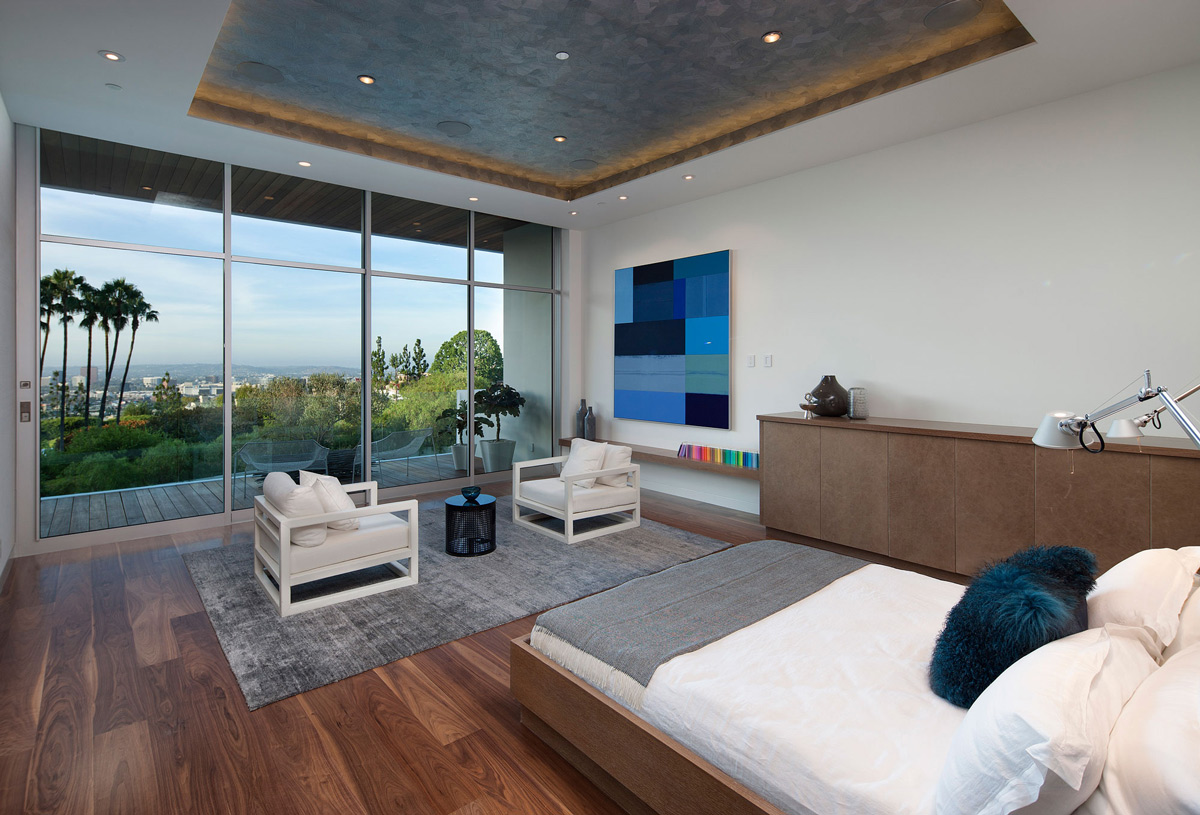 Patio Doors, Balcony, Bedroom, Magnificent Modern Home on Sunset Strip