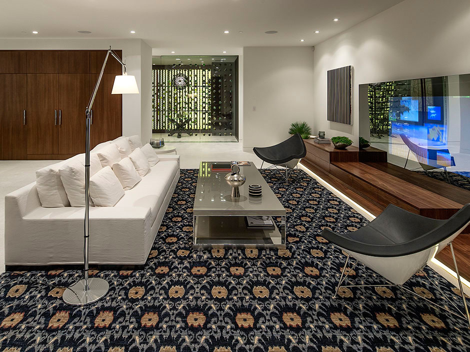 White Sofa, Lighting, Magnificent Modern Home on Sunset Strip