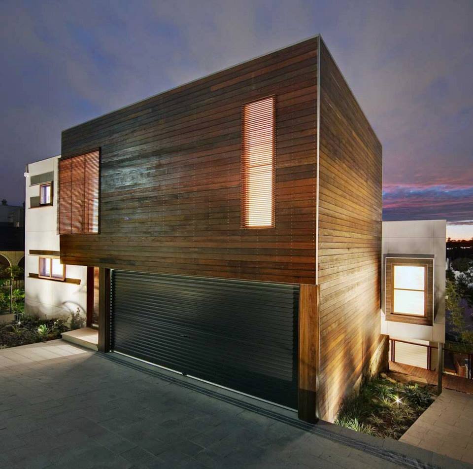 Garage, Wood Cladding, Modern Waterfront Home in Sydney, Australia