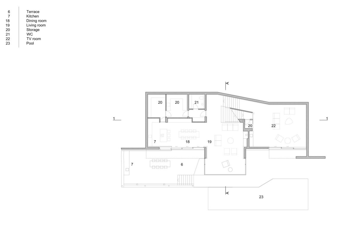 Ground Floor Plan, House in Dubrovnik, Croatia