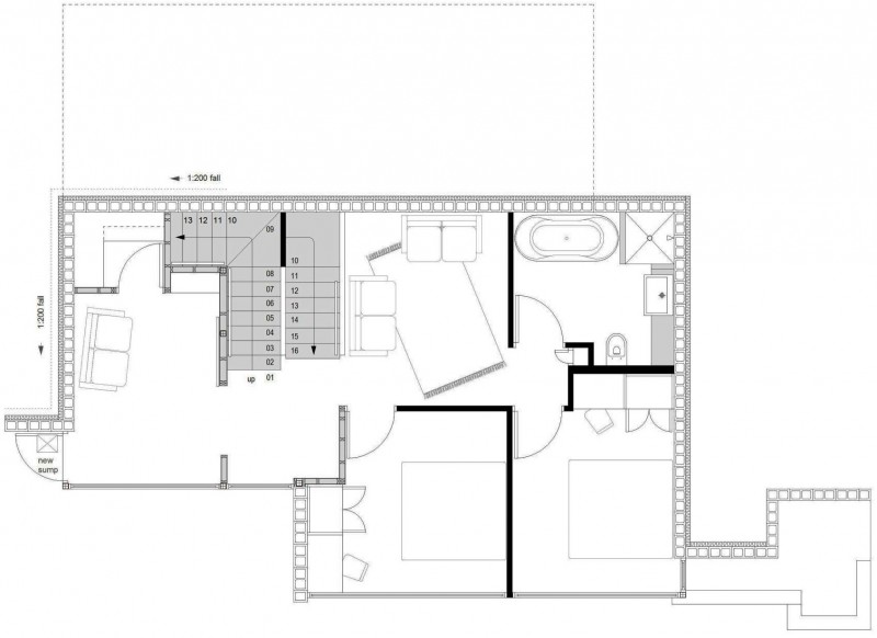 Second Floor Plan, Hillside Home in Wellington, New Zealand