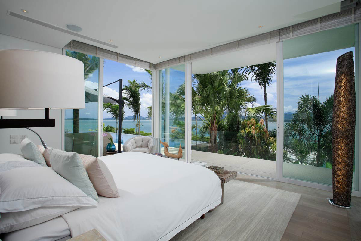 Bedroom, Glass Walls, Views, Oceanfront Villa in Phuket, Thailand