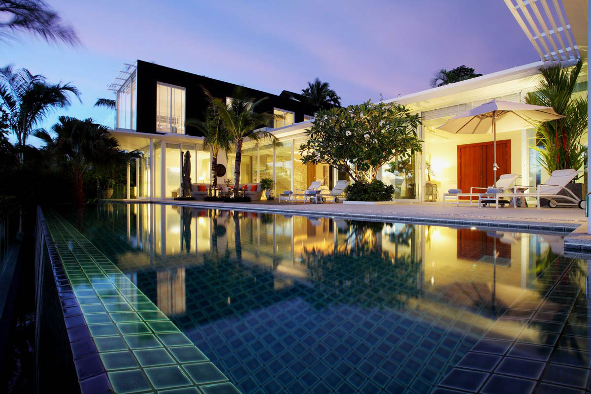 Evening, Pool, Lighting, Oceanfront Villa in Phuket, Thailand