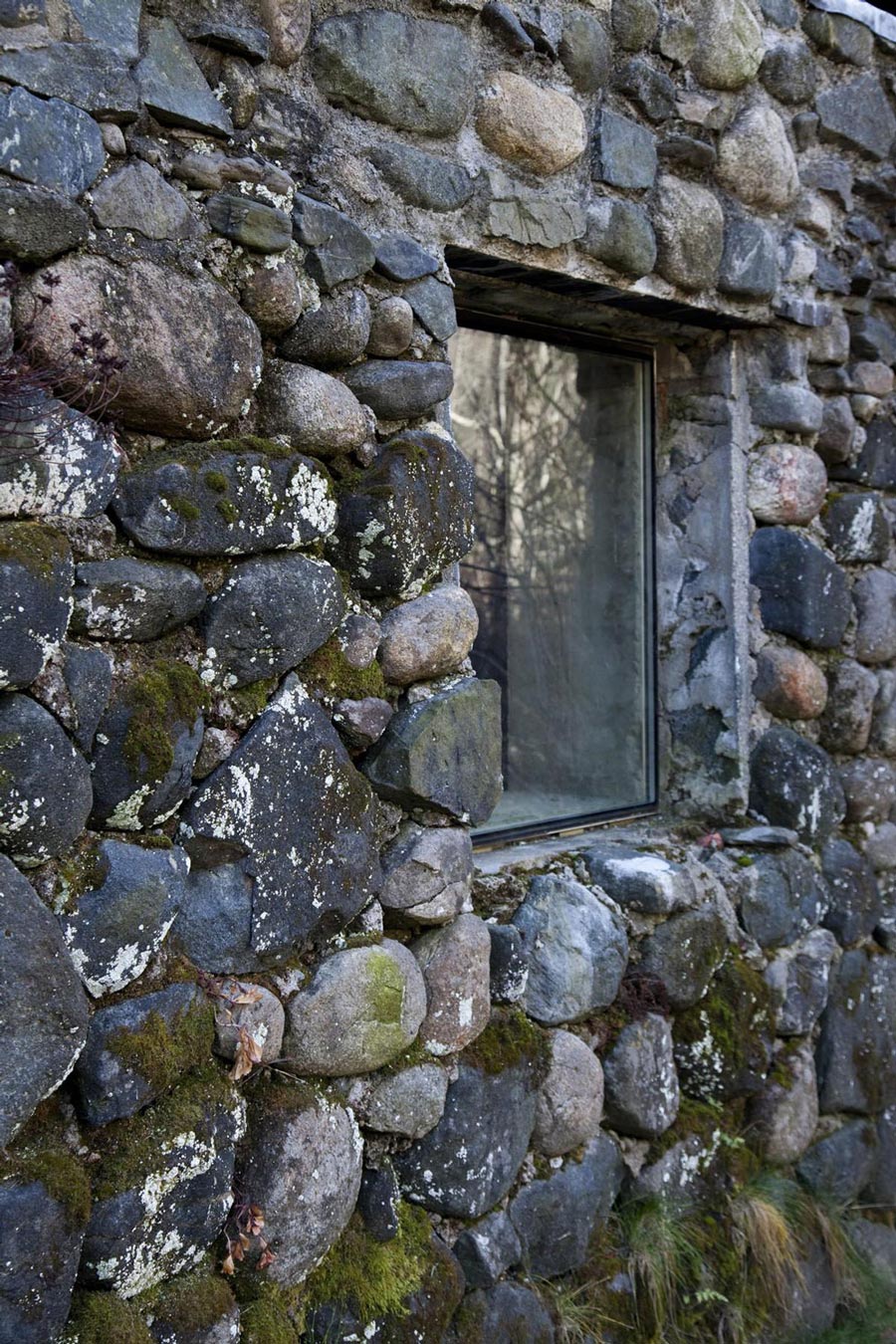 Natural Stone Wall, Window, Rural Retreat in Bantam, Connecticut
