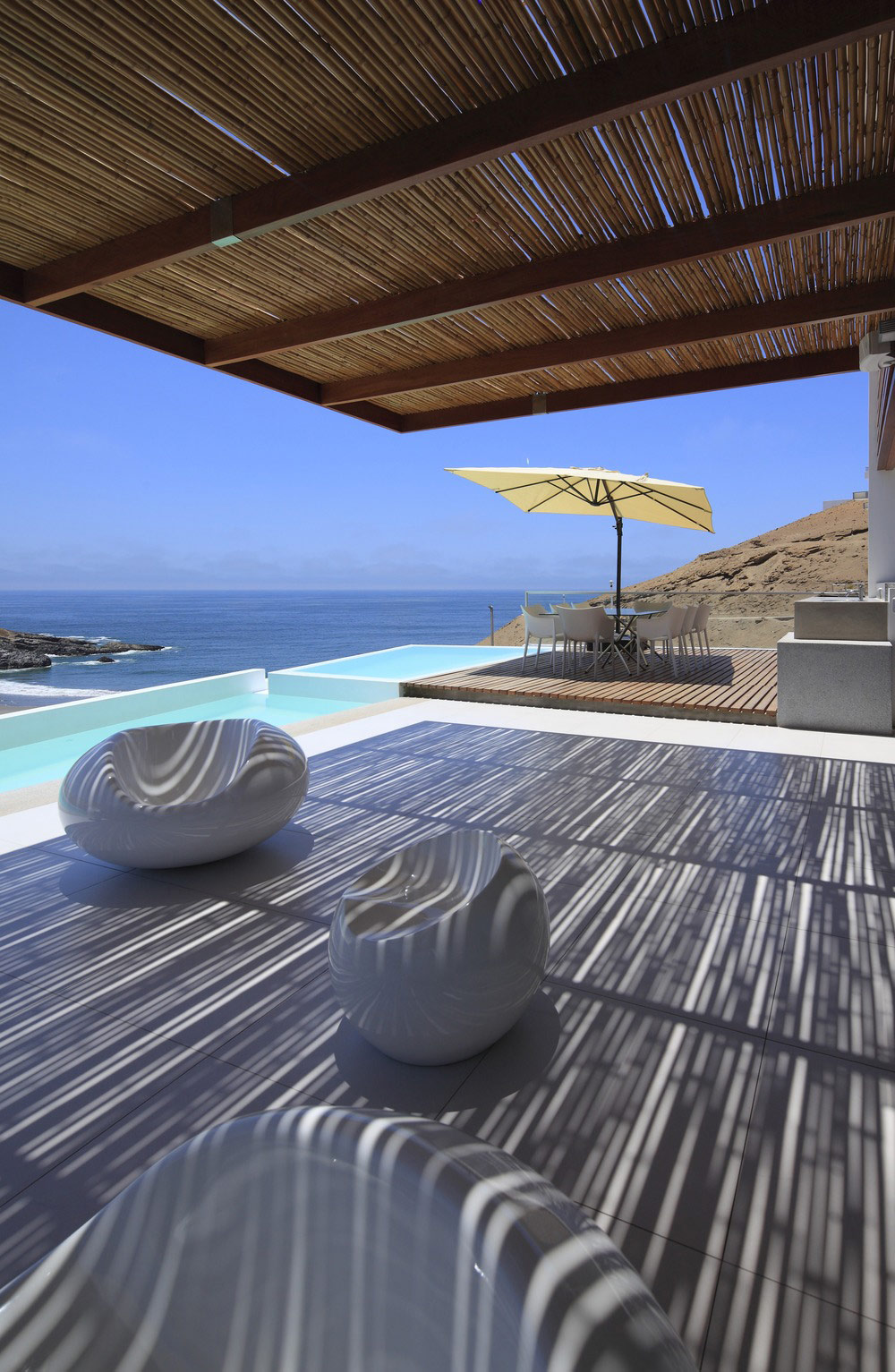 Modern Outdoor Furniture, Terrace, Water Views, Stunning Home situated above Palillos Beach, Peru
