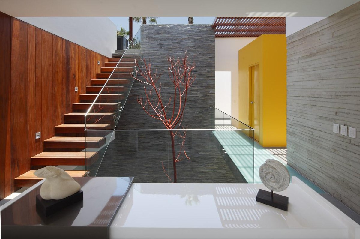 Wood & Glass Stairs, Luxury Modern Home in Lima, Peru