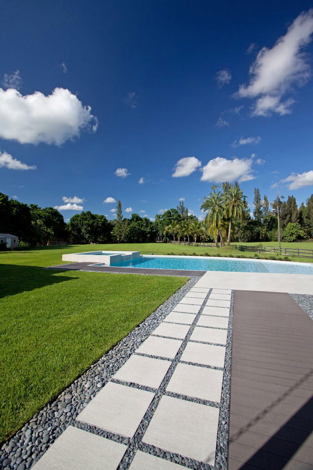 Lawn, Terrace, Outdoor Pool, Modern Retreat in Davie, Florida