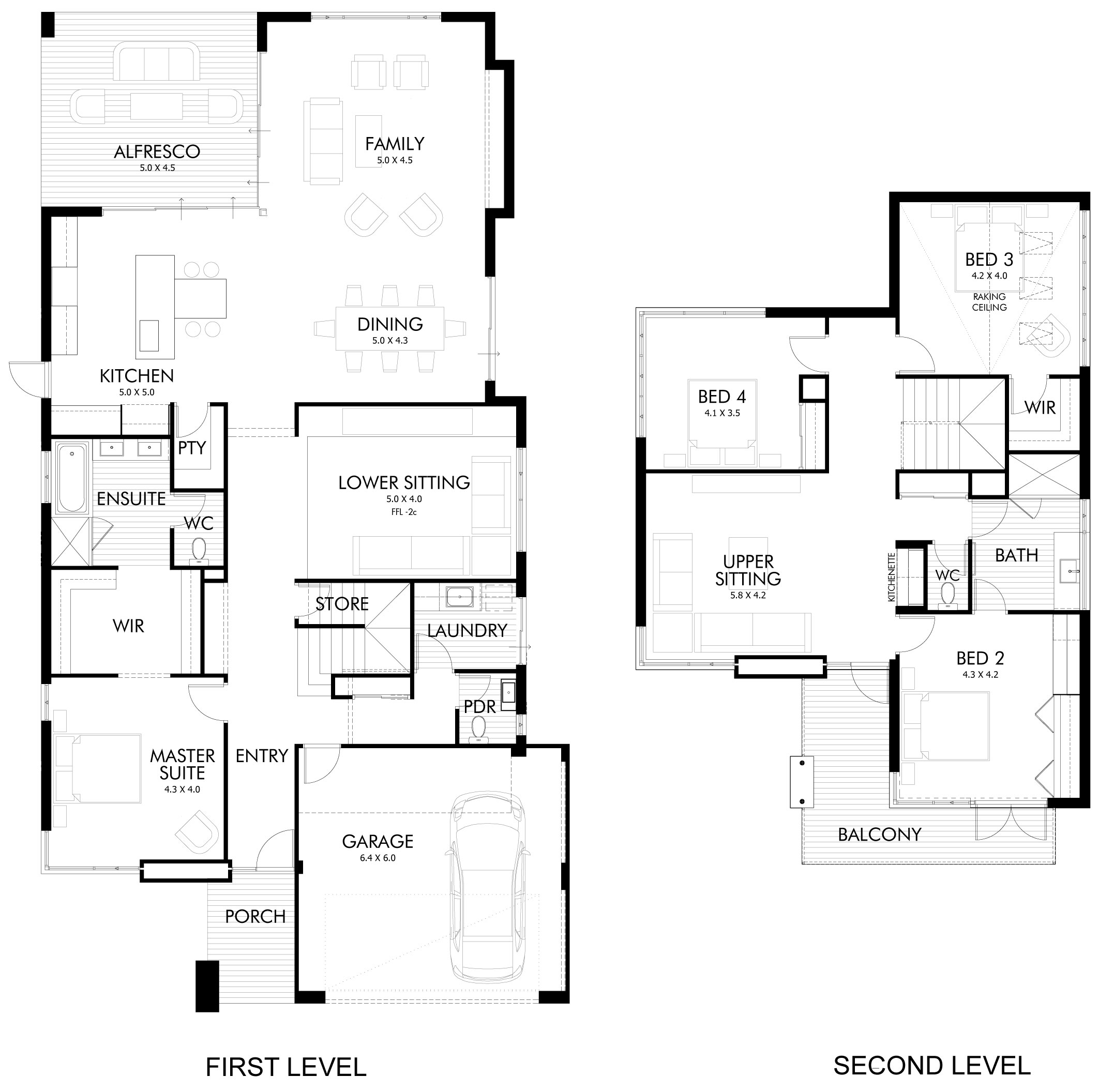 First, Second Floor Plans, Modern Home in Wandi, Perth