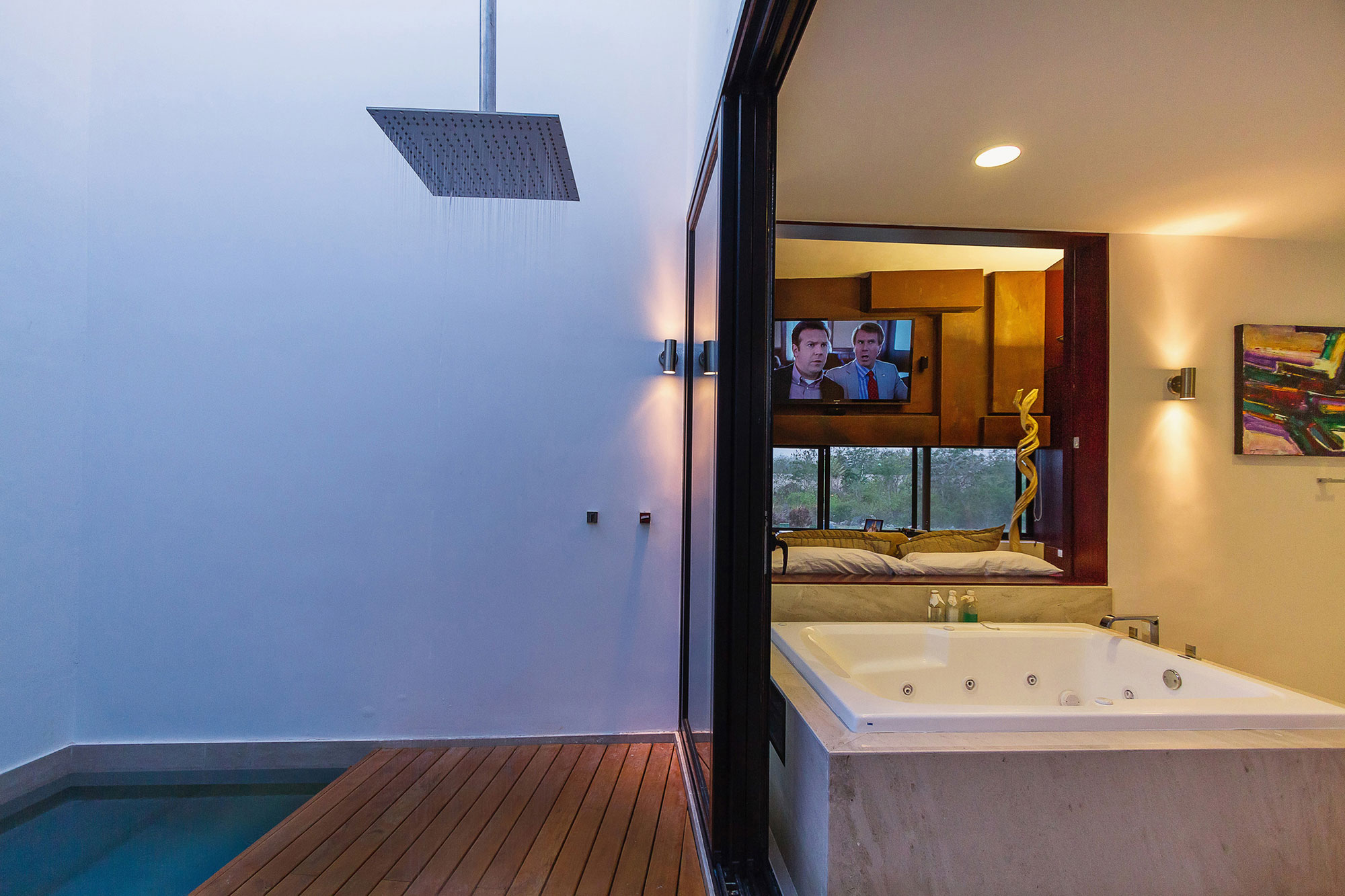 Shower, Bathroom, Contemporary Residence in Merida, Yucatan