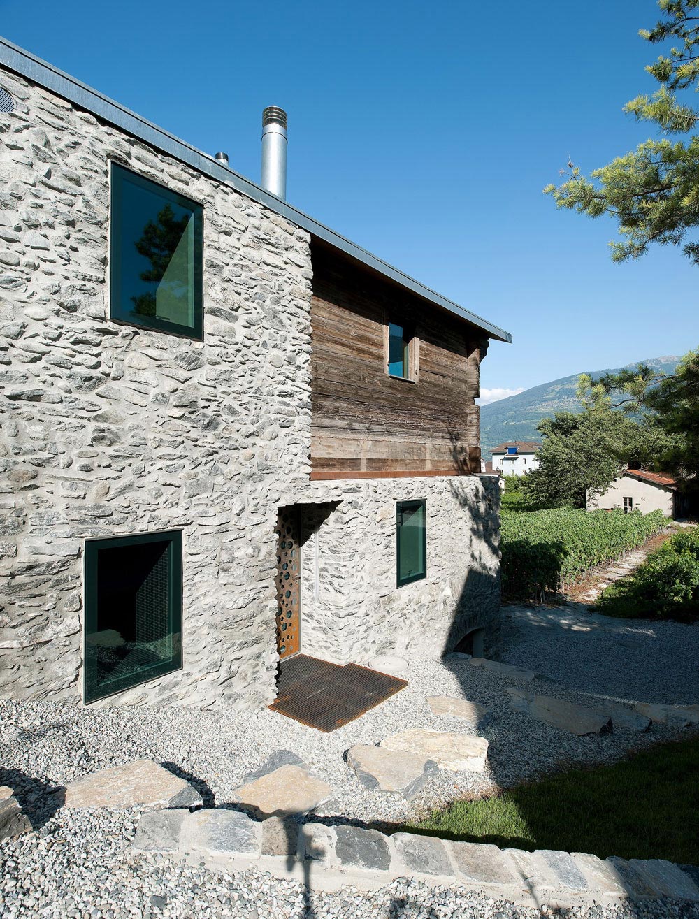 Stone & Wooden Walls, Home Remodel in Vétroz, Switzerland