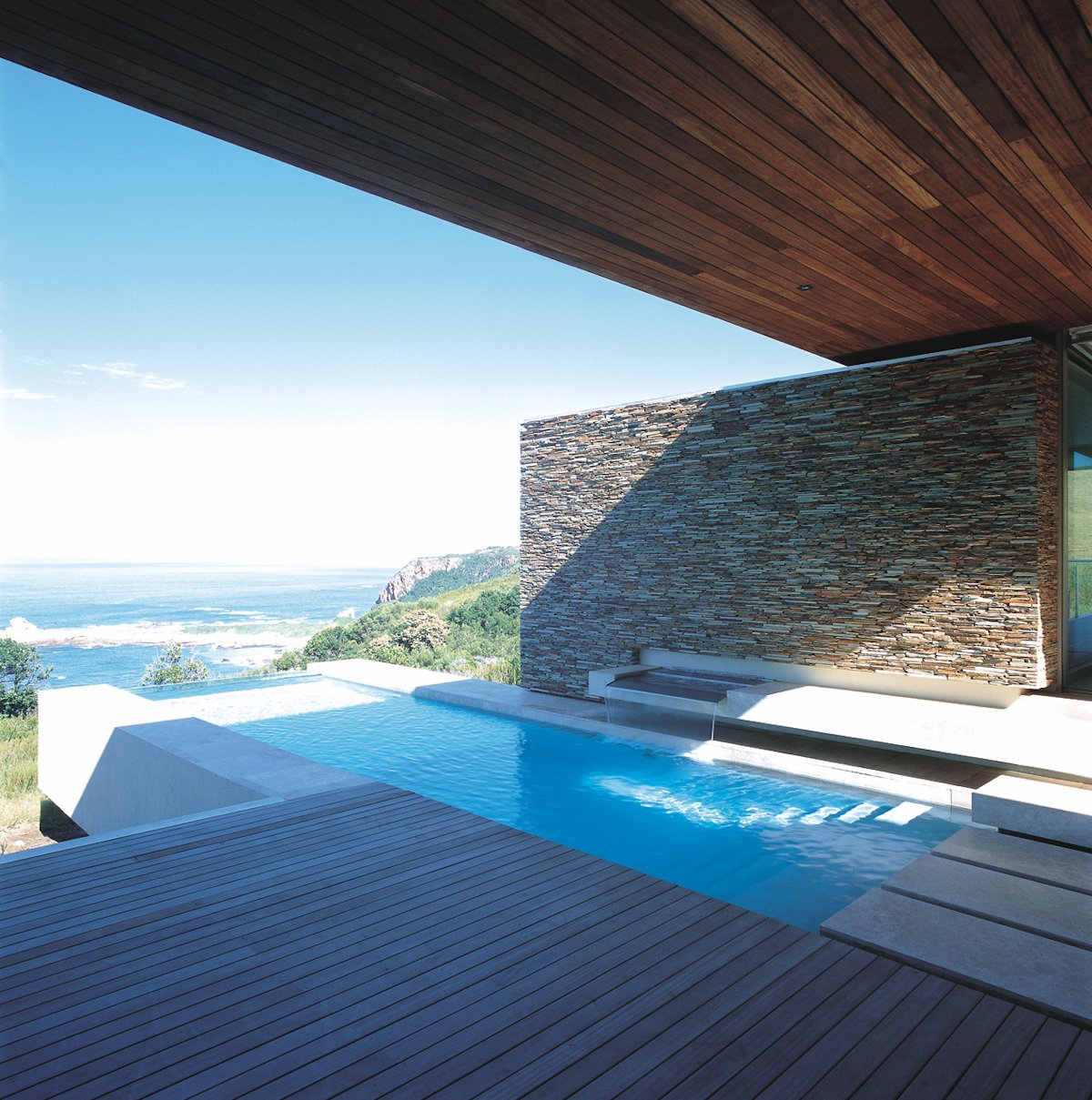 Waterfall, Pool, Terrace, Cliff Top Home in Knyzna, South Africa