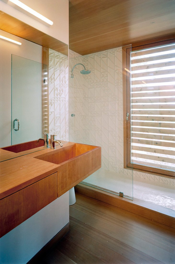 Bathroom, Glass Shower Screen, Floating House on Lake Huron