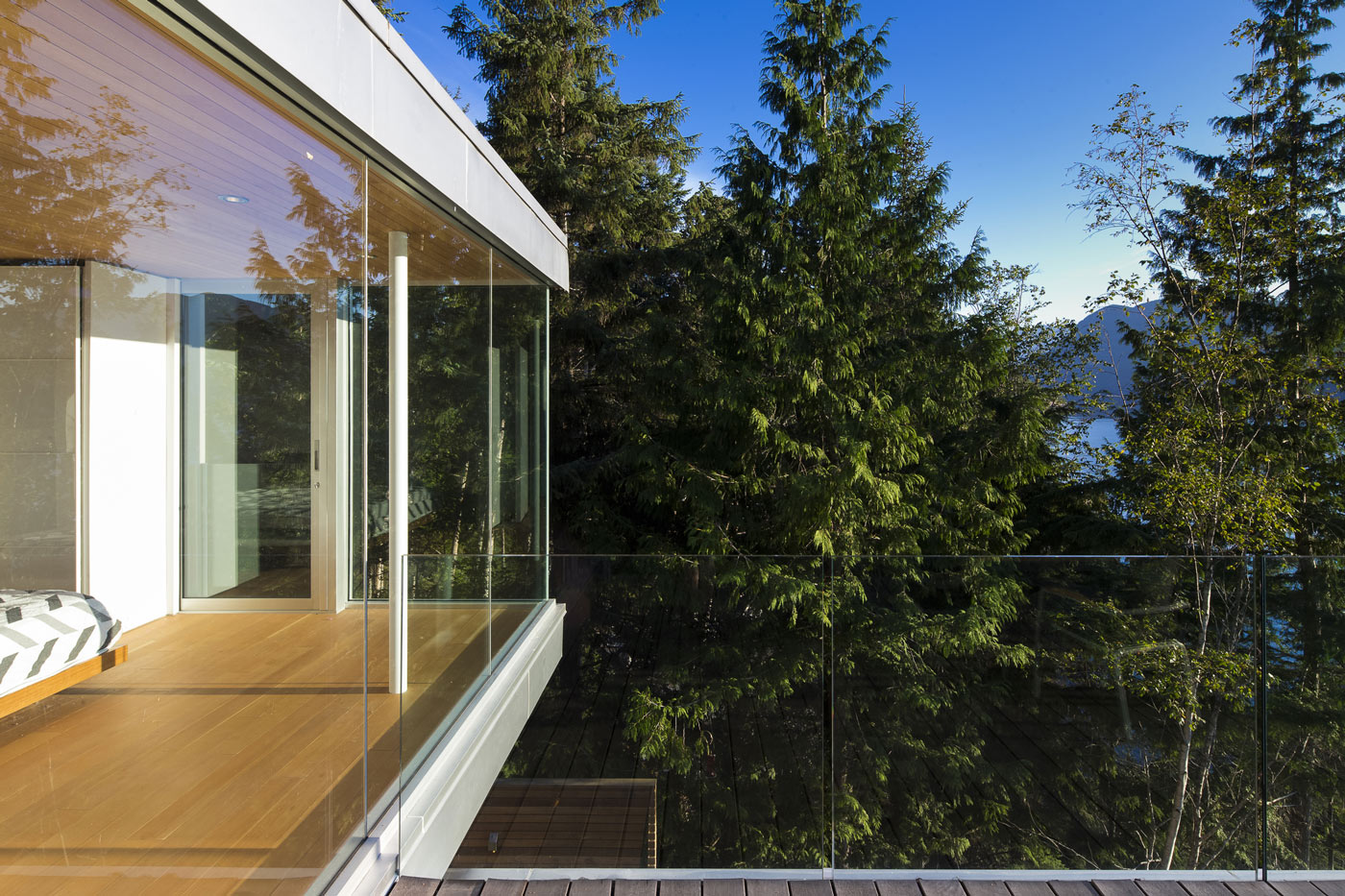 Glass Balustrading, Balcony, House on Gambier Island, British Columbia