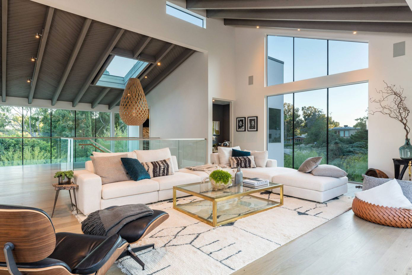 Living room with high ceilings